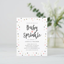 Budget Roze Confetti Baby Sprinkle Uitnodiging