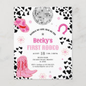 Budget roze disco eerste rodeo meisje eerste verja (Voorkant)