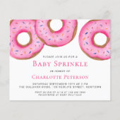 Budget Roze Donuts Meisje Baby Sprinkle Uitnodigin (Voorkant)