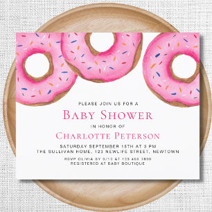 Budget Roze Donuts Meisje's Baby shower Invitation