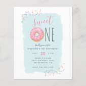 Budget roze Doughnut Sprinkle Sweet 1st verjaardag (Voorkant)