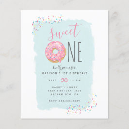 Budget roze Doughnut Sprinkle Sweet 1st verjaardag