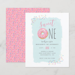 Budget roze Doughnut Sprinkle Sweet 1st verjaardag
