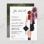 Budget roze eenvoudige foto ze deed het Afstuderen (Voorkant / Achterkant)