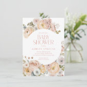 Budget Roze Elegant Bloemen Botanisch Baby shower Kaart (Staand voorkant)