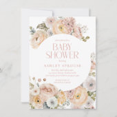 Budget Roze Elegant Bloemen Botanisch Baby shower Kaart (Voorkant)