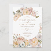 Budget Roze Elegant Bloemen Botanische Bruiloft Kaart (Voorkant)