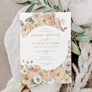 Budget Roze Elegant Bloemen Botanische Bruiloft Kaart