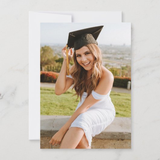 Budget Roze Elegant Script Photo Graduation Party Kaart (Achterkant)