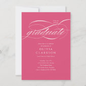 Budget Roze Elegant Script Photo Graduation Party Kaart (Voorkant)