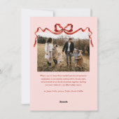 Budget Roze Elegante Rode Boog Kerst Vier Foto Feestdagenkaart (Achterkant)