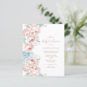 Budget roze en blauwe bloemen Baby shower Uitnodig (Staand voorkant)