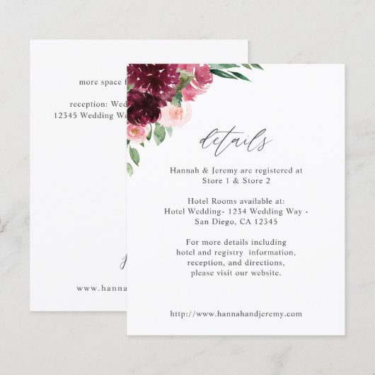 Budget Roze en Bourgogne Floral 7 — Gegevens