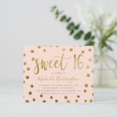 Budget Roze en Gold Confetti Sweet 16 Birthday (Staand voorkant)