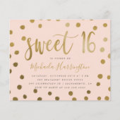 Budget Roze en Gold Confetti Sweet 16 Birthday (Voorkant)