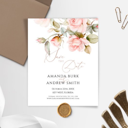 Budget Roze en groen Save the date uitnodiging