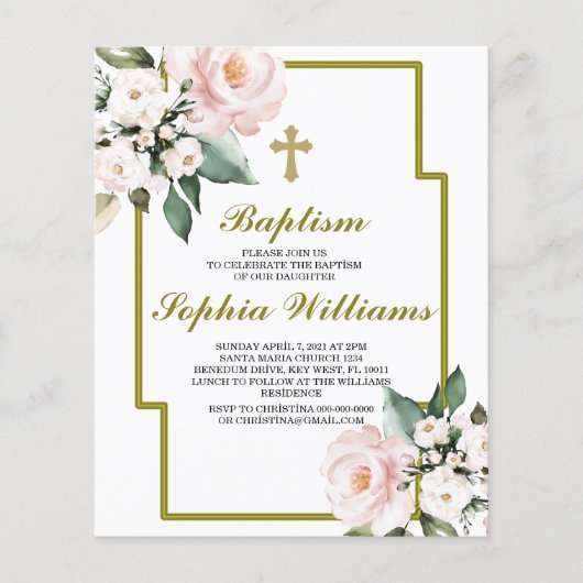 Budget Roze en White Baptism İnvitation (Voorkant)