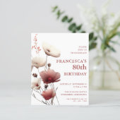 Budget Roze en Wit Klaproos 80ste Verjaardag Uitno (Staand voorkant)