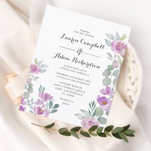 Budget Roze Eucalyptus Trouwuitnodiging