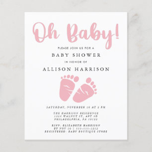Budget Roze Feet Baby Girl Shower