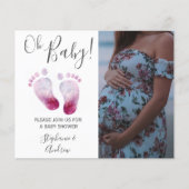 Budget roze Feet Girl Baby shower Fotouitnodiging (Voorkant)