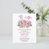 Budget roze Flamingo Birthday Party Uitnodiging (Staand voorkant)