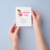 Budget Roze Flamingo Kerstfeest Uitnodiging Flyer (Hand)