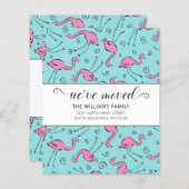 Budget roze Flamingo on Blue Family Moving Kaart (Voorkant / Achterkant)