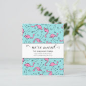 Budget roze Flamingo on Blue Family Moving Kaart (Staand voorkant)