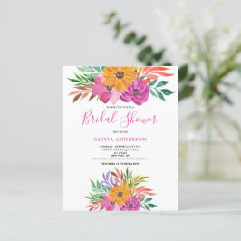 Budget Roze Floral Bridal Shower Uitnodiging