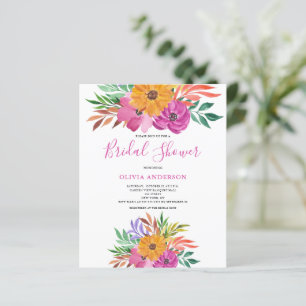 Budget Roze Floral Bridal Shower Uitnodiging