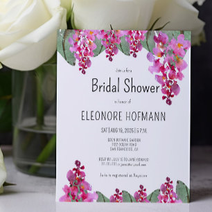 Budget Roze Floral Bridal Shower Uitnodiging