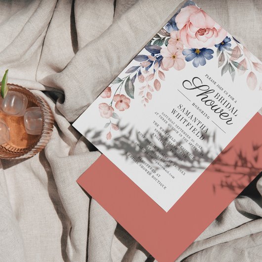 Budget Roze Floral Bridal Shower Uitnodiging Briefpapier