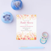 Budget Roze Floral Bridal Shower Uitnodiging Flyer (Enkel)