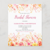 Budget Roze Floral Bridal Shower Uitnodiging Flyer (Voorkant)