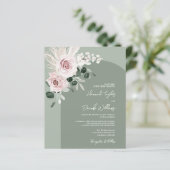 Budget roze Floral Eucalyptus Sage Wedding Uitnodi (Staand voorkant)