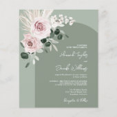 Budget roze Floral Eucalyptus Sage Wedding Uitnodi (Voorkant)
