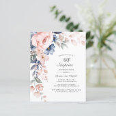 Budget roze Floral Script 60th Birthday Uitnodigin (Staand voorkant)