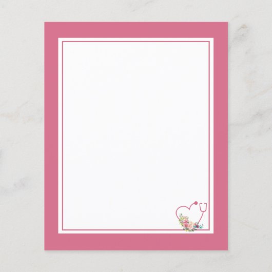 BUDGET Roze Floral Stethoscoop Hartelijk dank (Achterkant)