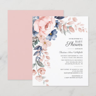 Budget roze Floral Uitnodiging van het Manuscript 