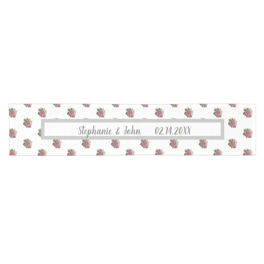 Budget roze Floral Wedding Table Runner Korte Tafelloper (Horizontaal)