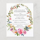 Budget Roze Floral Wedding Uitnodiging (Voorkant)