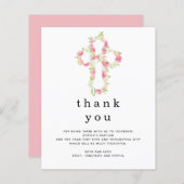 Budget roze Florals Cross Baptisme Dank u (Voorkant / Achterkant)