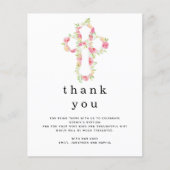 Budget roze Florals Cross Baptisme Dank u (Voorkant)