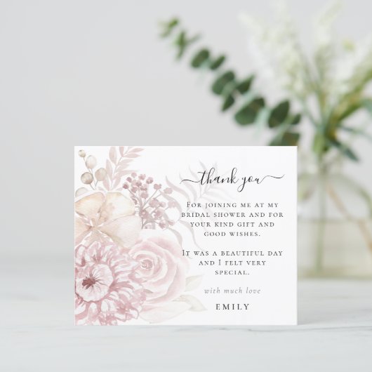 Budget Roze Florals Foto Vrijgezellenfeest Dank u (Staand voorkant)