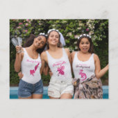 Budget Roze Florals Foto Vrijgezellenfeest Dank u (Achterkant)