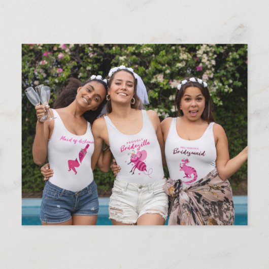 Budget Roze Florals Foto Vrijgezellenfeest Dank u (Achterkant)