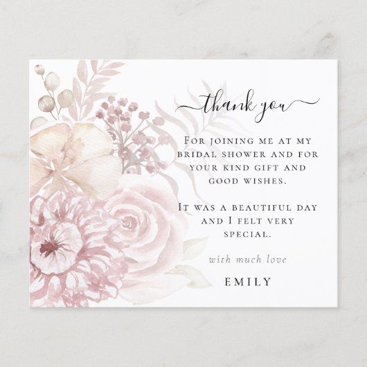 Budget Roze Florals Foto Vrijgezellenfeest Dank u (Voorkant)