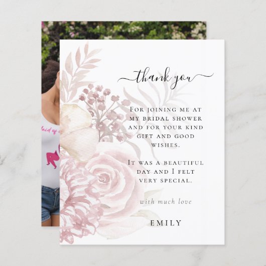 Budget Roze Florals Foto Vrijgezellenfeest Dank u (Voorkant / Achterkant)