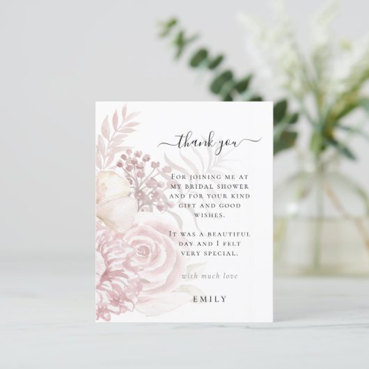Budget Roze Florals Foto Vrijgezellenfeest Dank u (Staand voorkant)